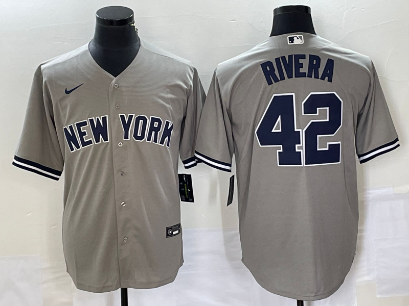 Men's New York Yankees Mariano Rivera #42 Gray Jersey